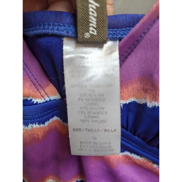 Tommy Bahama One-piece Swimsuit Sz 16 XL Striped Sunset Tankini Ruched Tropical - Picture 11 of 11